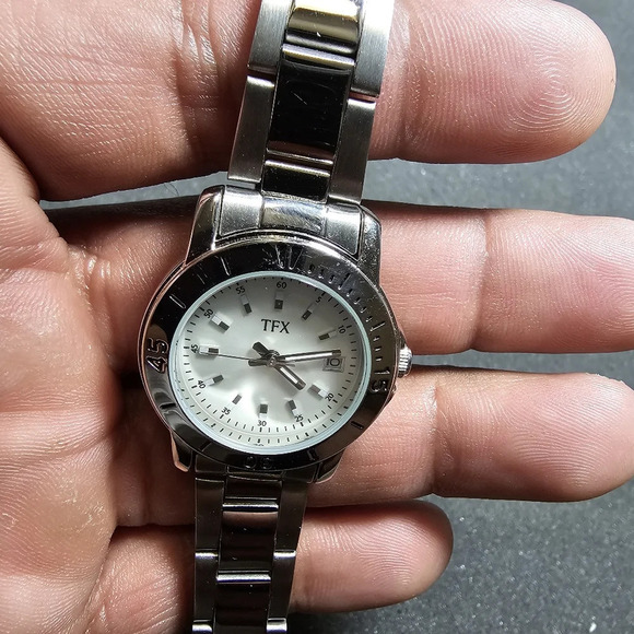 TFX By Bulova Ladies Quartz Watch Silver Tone White Date Just Dial Working  show - Picture 1 of 9